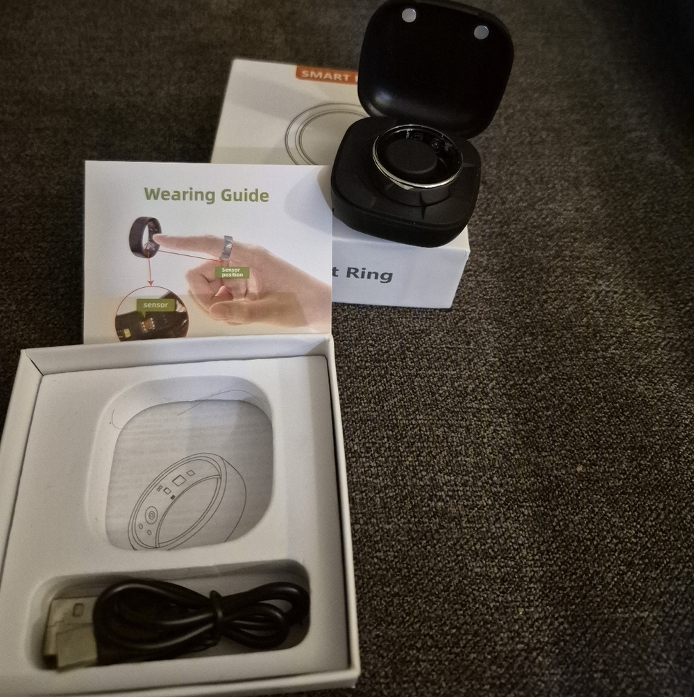 Black Smart Ring with Charging Case